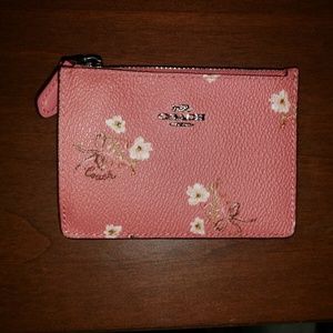 Coach Pink Floral Mini Skinny ID Coin Purse NWT
